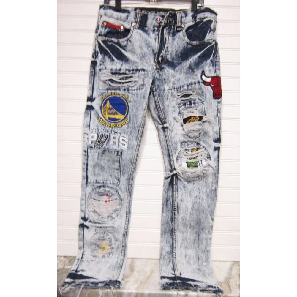 Heritage America UNK NBA Multi-Team Denim Jeans Size 32X33